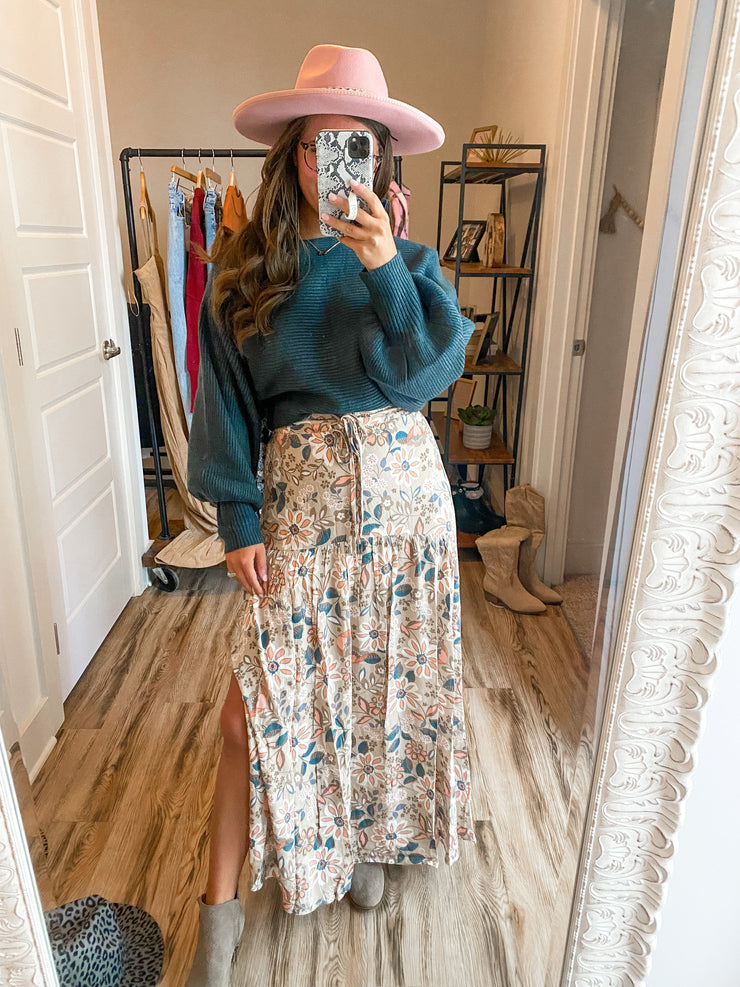 showing up early maxi skirt